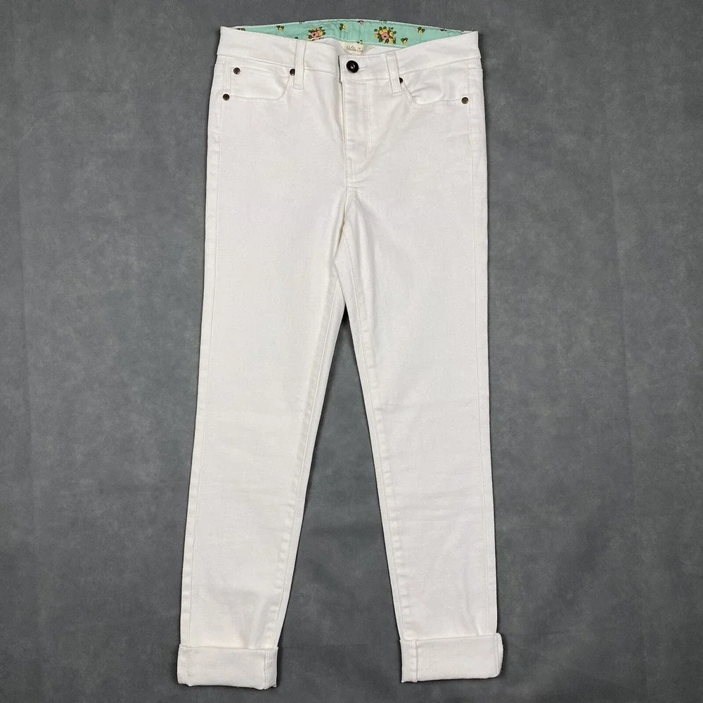 Matilda Jane Slim Straight Floral Waistband Jeans Womens 4 White‎